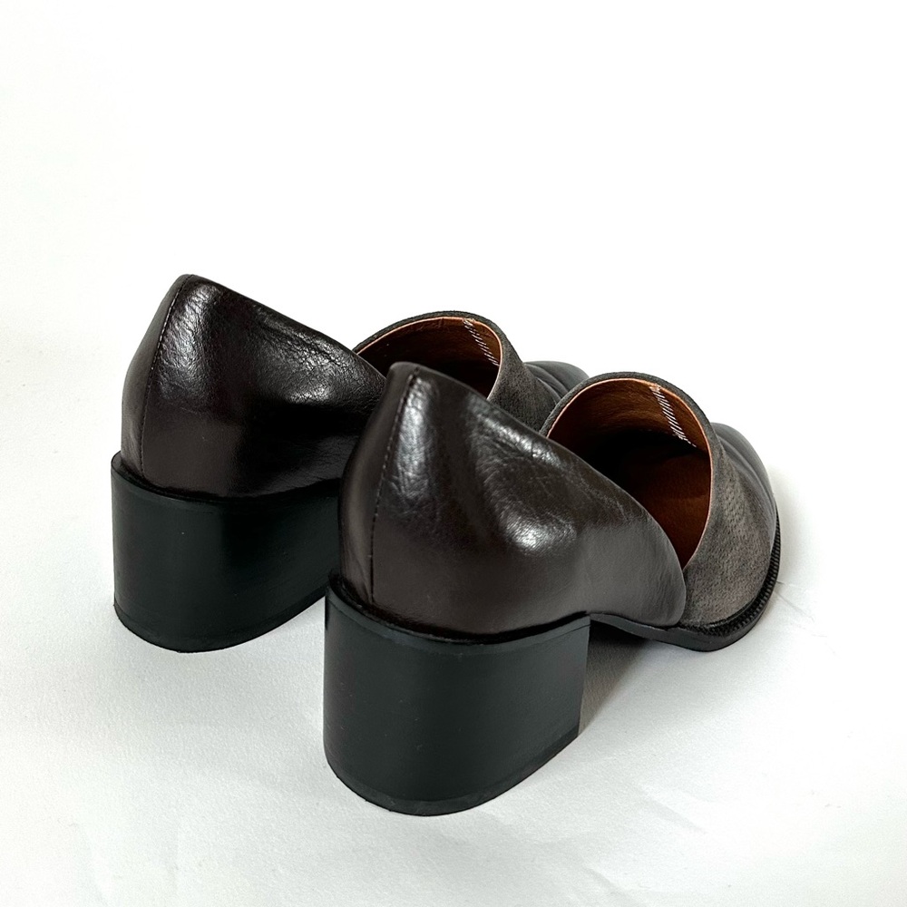 Jeffrey Campbell Chic Brown Loafers Chunky Block Heel ‘Shriver’ D’Orsay Style-8 - Picture 9 of 13